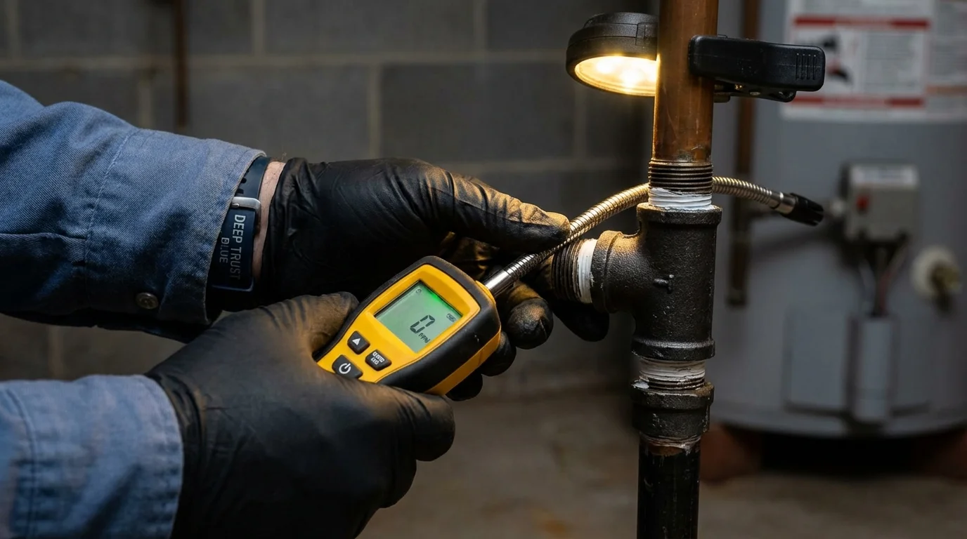 Gas leak detection with electronic sniffer by Johns Plumbing LLC in Tama