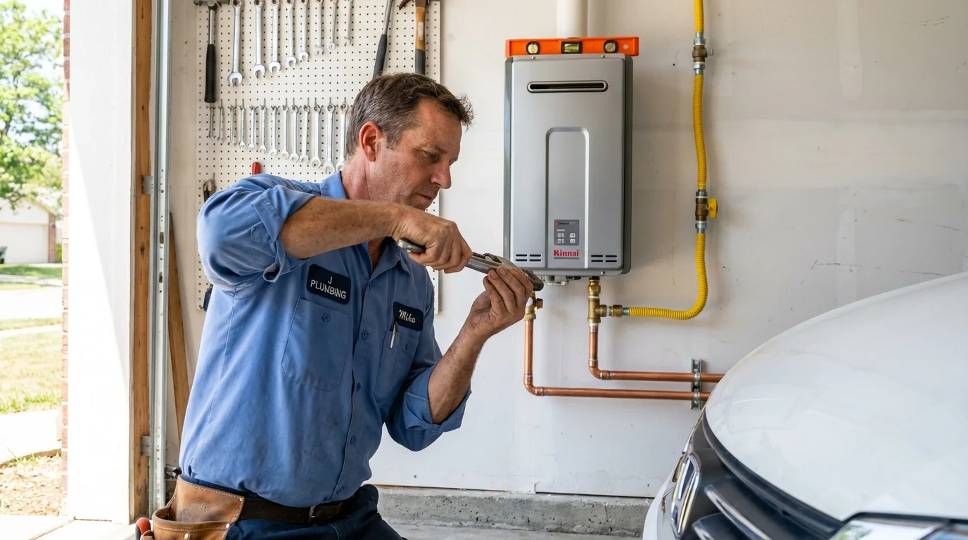 Tankless water heater installation by a Johns Plumbing LLC plumber in Tama